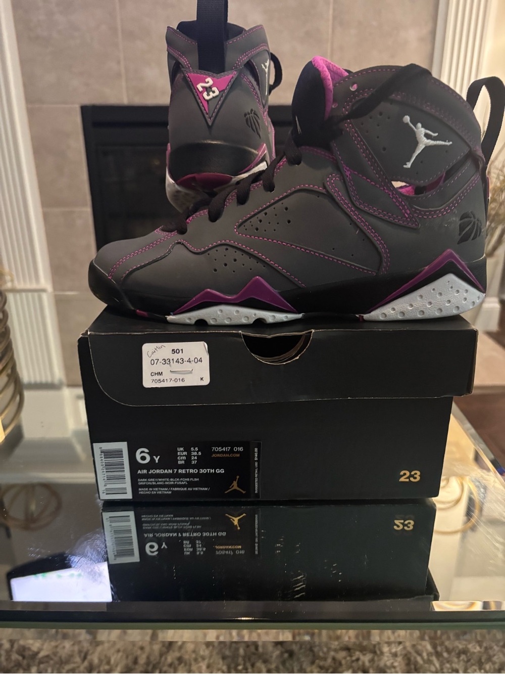 Jordan Kids High-Top Sneakers in Pink and Black